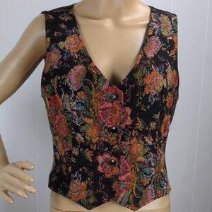 Floral Embroidered Vest in Autumn Tones Medium